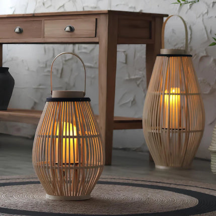 Bamboo Lantern with Handwoven Design for Soft Ambient Lighting | Portable and Cordless Home Decor Accent