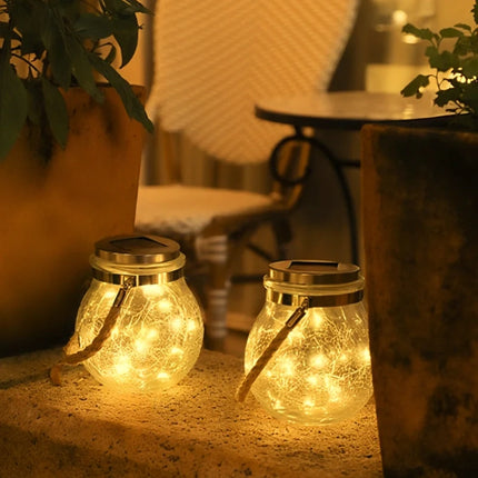 Solar-Powered Lantern with Dusk Sensor & Jute Rope Handle | Weather-Resistant Outdoor Lighting for Cozy Evenings