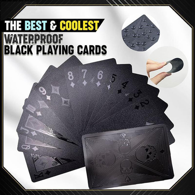 Waterproof Playing Cards Black Gold Foil, Poker Playing Cards, Plastic Playing Card Deck with 2 Jokers