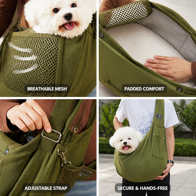Dog Carrier Bag, Dog Sling Carrier with Ventilated Mesh, Soft Sided Pet Carrier with Adjustable Shoulder Strap_01