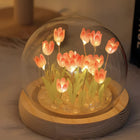 Tulip Light Under Glass Dome with 10 Warm White LEDs | Elegant Home Decor for Ambiance and Meaningful Gifting