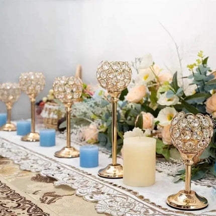 Crystal Candle Holders Set with Faceted Glass Design | Vintage-Inspired Lighting for Romantic Evenings