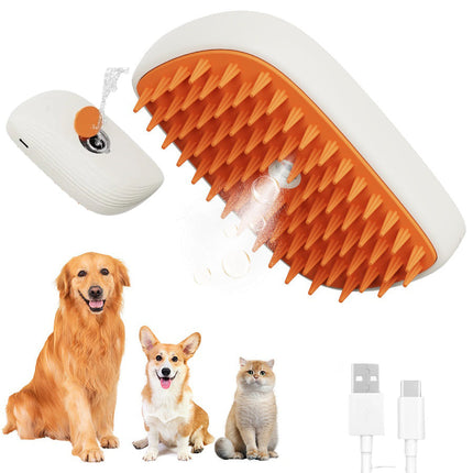 USB Rechargeable Pet Steam Brush with Gentle Heating | Soothing Grooming Experience for Healthier Coats