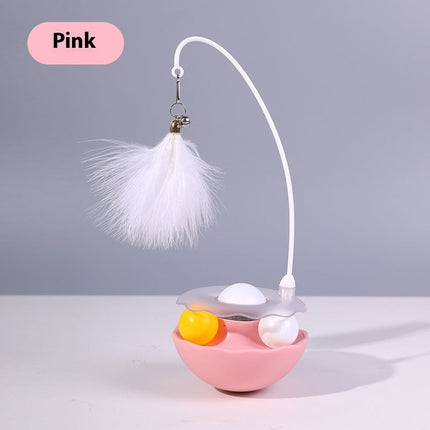Interactive Cat Toy with Feather and Bell for Self-Entertainment | Engaging Tumbler Design with Catnip