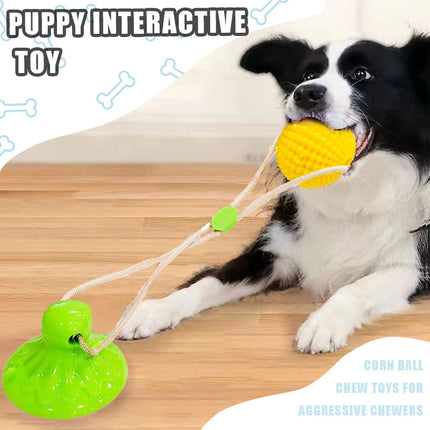 Interactive Suction Cup Dog Toy with Corn Ball Chew Design | Engaging Dental Health Toy for Active Dogs
