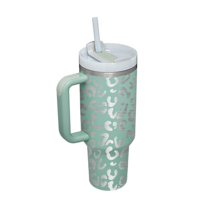 40 Oz Insulated Tumbler with Handle & Straw | Double-Wall Vacuum Insulation for Hot or Cold Beverages