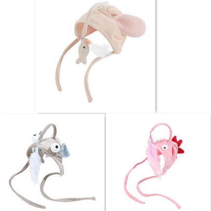 Head-Wearing Cat Toy with Feather Teaser | Adjustable Interactive Hat for Hands-Free Play