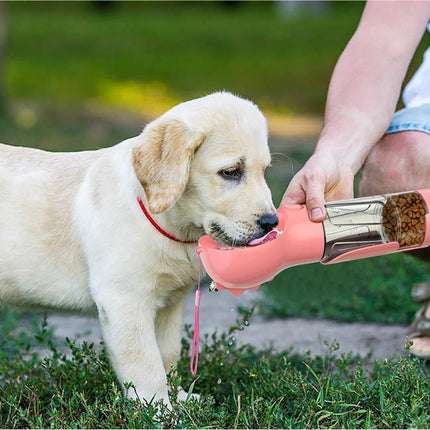 Portable 3-in-1 Dog Water Bottle with Food Compartment & Waste Bags | Hydration and Feeding Solution for Outdoor Adventures