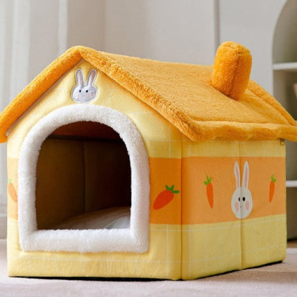 Cozy Foldable Pet House with Self-Warming Fabric | Durable & Portable Winter Bed for Dogs and Cats