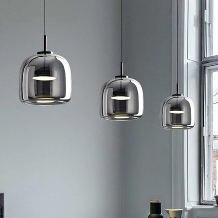 Ceiling Light Fixture, Black Glass Pendant Light, Modern Scandinavian Hanging Light with Metal Accents – image 5