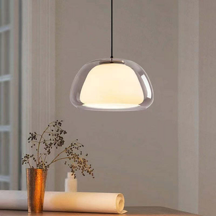 Ceiling Light Fixture, Glass Pendant Light with Adjustable Cord, Modern Hanging Light for Dining Room