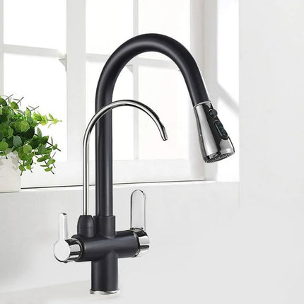 Antique Brass Kitchen Faucet with Sprayer, Water Filter Tap 2 in 1 – image 12
