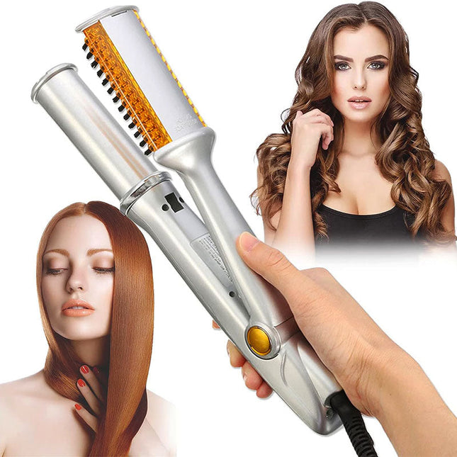 2-in-1 Rotating Iron Hair Brush with Rapid Heating | Effortless Styling for Waves and Curls 1