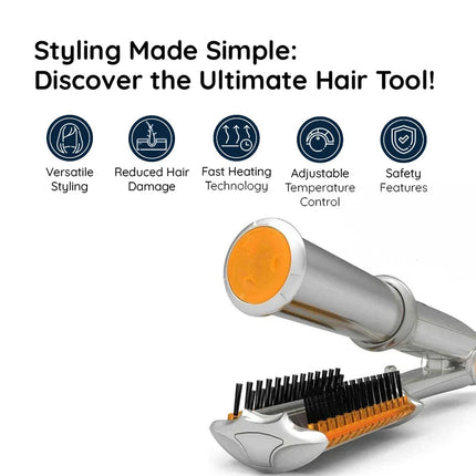 2-in-1 Rotating Iron Hair Brush with Rapid Heating | Effortless Styling for Waves and Curls 3