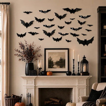 Halloween Bats for Wall Decor, Halloween Decorations with 3D Foldable Wings