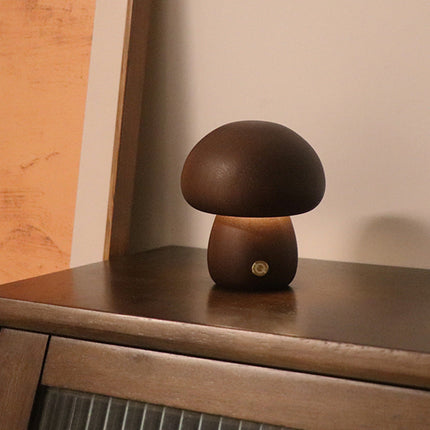 Wooden Mushroom LED Night Light with Touch Switch | Creative Cozy Decor for Warm Ambiance
