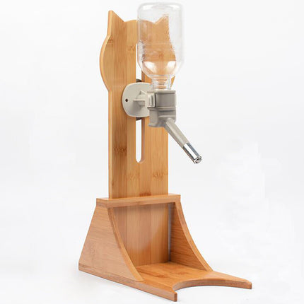 Cat Drinking Water Dispenser with Bamboo and Oak Holder | 300ml Capacity for Hydration and Health