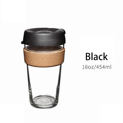 Glass Travel Mug with Cork Sleeve, Reusable Coffee Cup with Lid – image 10