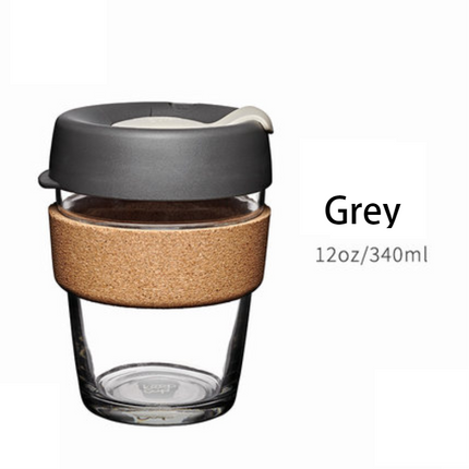 Reusable Coffee Cup with Lid, Glass Travel Mug with Cork Sleeve – image 8