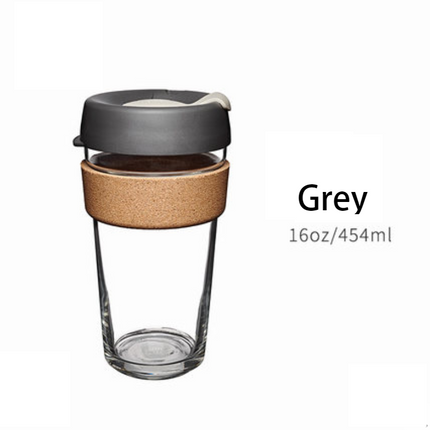 Reusable Coffee Cup with Lid, Glass Travel Mug with Cork Sleeve – image 12