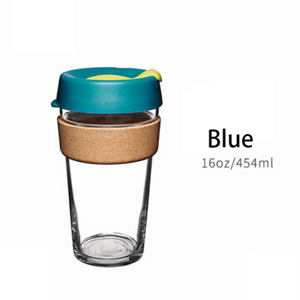 Glass Travel Mug with Cork Sleeve, Reusable Coffee Cup with Lid – image 14