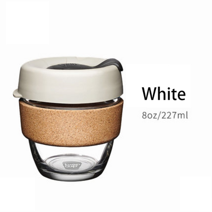 Reusable Coffee Cup with Lid, Glass Travel Mug with Cork Sleeve – image 4