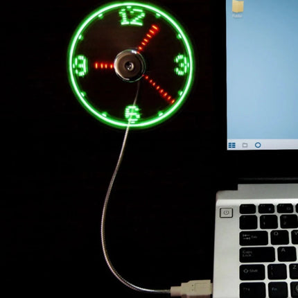 Floating LED Clock Fan with Adjustable Neck | USB-Powered Cooling for Home and Office