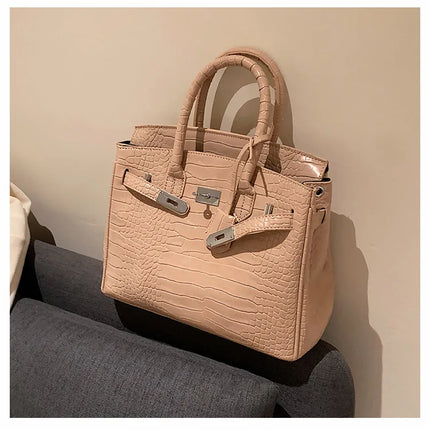 Faux Leather Tote Bag for Women, Stone Texture Satchel Handbag – image 10