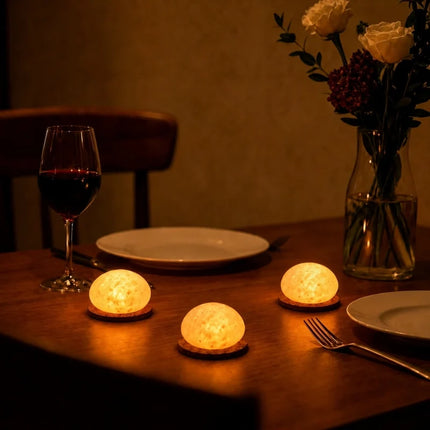 Handcrafted MineralGlow Lamp with 3 Ambient Light Tones | Rechargeable and Portable Home Accent Lighting