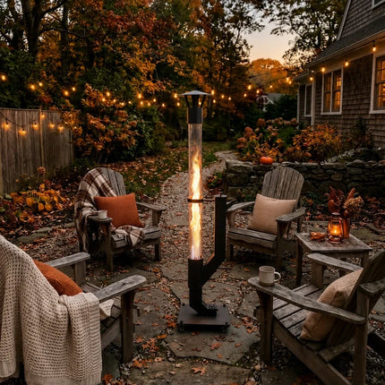 Pellet Torch with Captivating Vertical Flame | Space-Saving Design for Outdoor Patios and Gardens