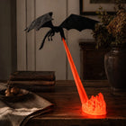 Dragon Night Light, 3D Printed Dragon Statue, Fire Breathing Dragon with Light Beam Flames, Cordless Lamp for Shelf