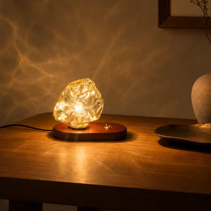 Small Table Lamp, Vintage Amber Glass Lamp with Retro Toggle Switch – image 6
