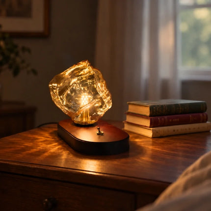 Small Table Lamp, Modern Table Lamp with Solid Oak Base – image 5