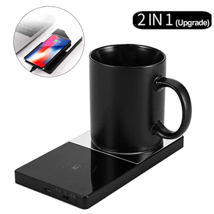 2-in-1 Wireless Charger & Heating Mug Warmer with Intelligent Temperature Control | Convenient for Home and Office Use