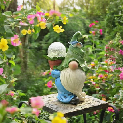 Solar-Powered Garden Gnome with Unique Character | Weatherproof Resin Decor for Magical Outdoor Ambiance