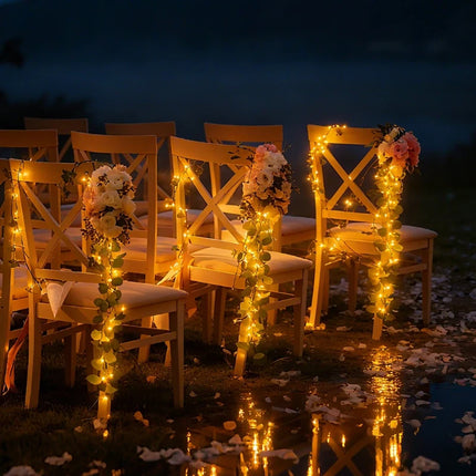 Botanical Garland Light with Warm White Glow | Nature-Inspired Decor for Elegant Home Ambiance