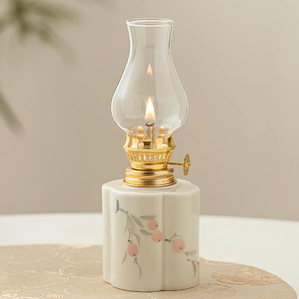 Ceramic Oil Lantern with Adjustable Flame Control | Handcrafted Décor for Cozy Ambiance