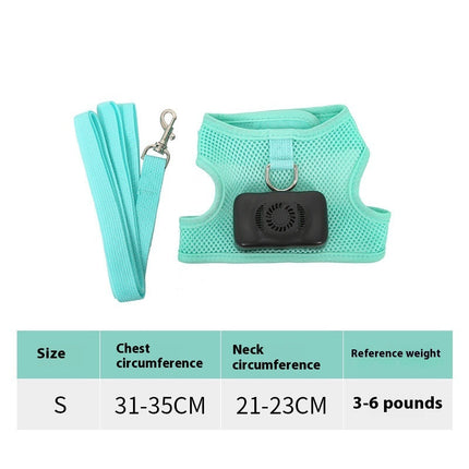 Wearable Air Conditioner Dog Harness with Cooling System & Light-Up Feature | Comfortable Safety Solution for Small Dogs