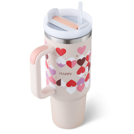 40 Oz Insulated Tumbler with Handle & Straw | Double-Wall Vacuum Insulation for Hot or Cold Beverages