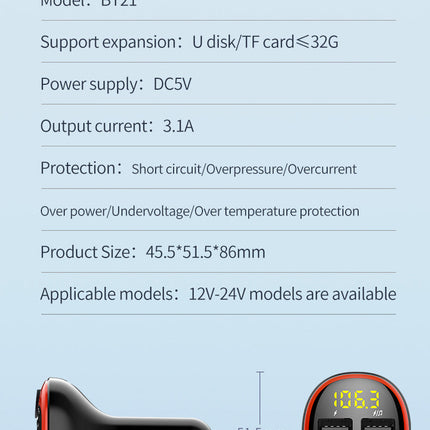High-Speed Dual USB Car Charger with Bluetooth Music Streaming | Hands-Free Calls and Fast Charging for Safe Driving