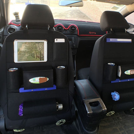 Multi-Pocket Wool Felt Car Backseat Organizer with Adjustable Straps | Durable Storage Solution for Clutter-Free Travel