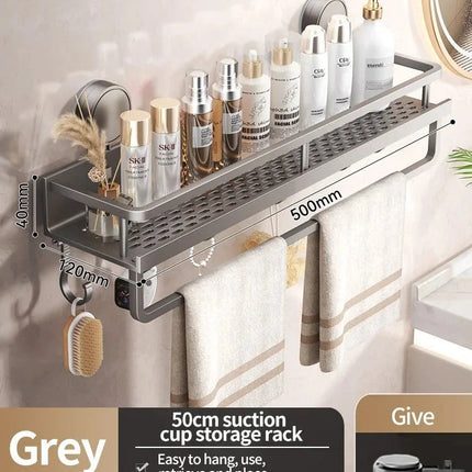 Aluminum Shower Shelf with Hooks for Bathroom Storage – image 8