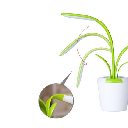 Plant-Shaped LED Desk Lamp with Touch Control & Multiple Brightness Levels | USB Rechargeable Night Light for Home Decor
