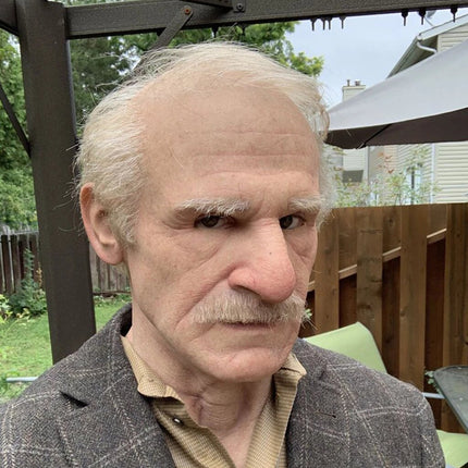 Creepy Old Man Halloween Mask, Scary Mask in Realistic Latex with Movable Mouth, Scary Halloween Costume for Adults
