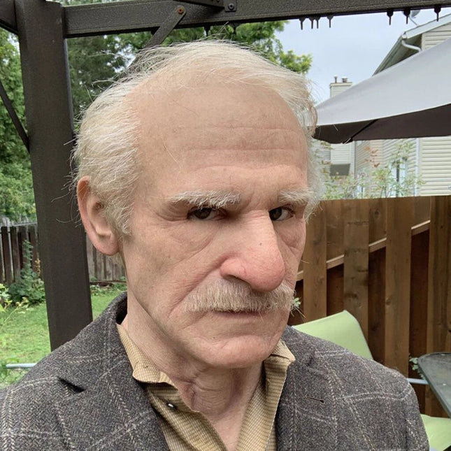 Creepy Old Man Halloween Mask, Scary Mask in Realistic Latex with Movable Mouth, Scary Halloween Costume for Adults_00