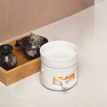 Ceramic Aromatherapy Diffuser with Dual-Chamber Design | Natural Elegance for Calming Scents and Soft Candle Glow
