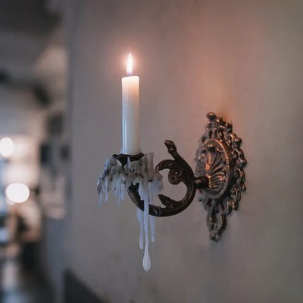 Vintage Cast Iron Candle Sconce with Intricate Scrollwork | Timeless Wall Accent for Taper Candles