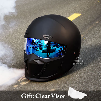 DOT Motorcycle Helmet, Retro Style Motorcycle Helmet with Visor