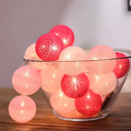 Cotton Ball Garland with LED Lights in Various Lengths | Versatile Decorative String for Cozy Atmosphere