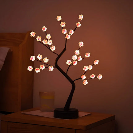 Plum Blossom LED Table Lamp with Customizable Branches | USB & Battery Powered for Serene Home Decor